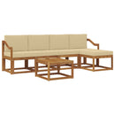 Udendørs sofagruppe med pude 6 pcs Naturlig og Beige