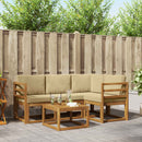 Udendørs sofagruppe med pude 5 pcs Naturlig og Beige