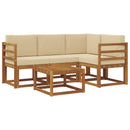 Udendørs sofagruppe med pude 5 pcs Naturlig og Beige