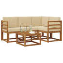 Udendørs sofagruppe med pude 5 pcs Naturlig og Beige
