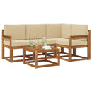 Udendørs sofagruppe med pude 5 pcs Naturlig og Beige