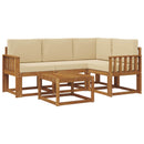 Udendørs sofagruppe med pude 5 pcs Naturlig og Beige
