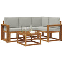Udendørs sofagruppe med pude 5 pcs Naturlig og Lys Grå