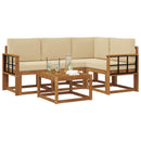 Udendørs sofagruppe med pude 5 pcs Naturlig og Beige