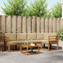 Udendørs sofagruppe med pude 6 pcs Naturlig og Beige