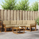 Udendørs sofagruppe med pude 6 pcs Naturlig og Beige