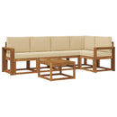 Udendørs sofagruppe med pude 6 pcs Naturlig og Beige