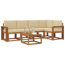 Udendørs sofagruppe med pude 6 pcs Naturlig og Beige