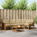 Udendørs sofagruppe med pude 6 pcs Naturlig og Beige
