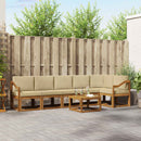 Udendørs sofagruppe med pude 7 pcs Naturlig og Beige