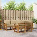 Udendørs sofagruppe med pude 7 pcs Naturlig og Beige