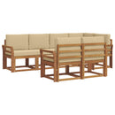 Udendørs sofagruppe med pude 7 pcs Naturlig og Beige