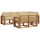 Udendørs sofagruppe med pude 7 pcs Naturlig og Beige