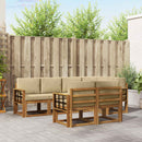 Udendørs sofagruppe med pude 7 pcs Naturlig og Beige
