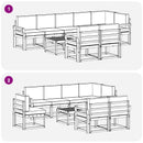 Udendørs sofagruppe med pude 9 pcs Naturlig og Lys Grå