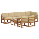 Udendørs sofagruppe med pude 9 pcs Naturlig og Beige