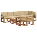 Udendørs sofagruppe med pude 9 pcs Naturlig og Beige