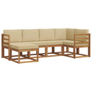 Udendørs sofagruppe med pude 6 pcs Naturlig og Beige