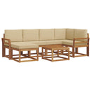 Udendørs sofagruppe med pude 7 pcs Naturlig og Beige