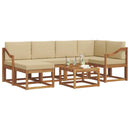 Udendørs sofagruppe med pude 7 pcs Naturlig og Beige