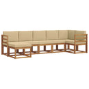 Udendørs sofagruppe med pude 7 pcs Naturlig og Beige