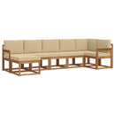 Udendørs sofagruppe med pude 7 pcs Naturlig og Beige