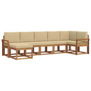 Udendørs sofagruppe med pude 7 pcs Naturlig og Beige