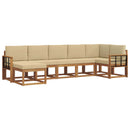 Udendørs sofagruppe med pude 7 pcs Naturlig og Beige