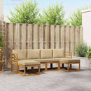 Udendørs sofagruppe 6 pcs Naturlig og Beige Konstrueret træ