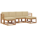 Udendørs sofagruppe 6 pcs Naturlig og Beige Konstrueret træ