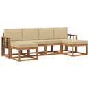 Udendørs sofagruppe 6 pcs Naturlig og Beige Konstrueret træ