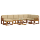Udendørs sofagruppe med pude 9 pcs Naturlig og Beige