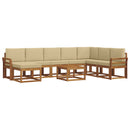 Udendørs sofagruppe med pude 9 pcs Naturlig og Beige