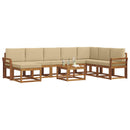 Udendørs sofagruppe med pude 9 pcs Naturlig og Beige