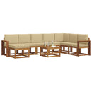Udendørs sofagruppe med pude 9 pcs Naturlig og Beige