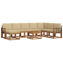 Udendørs sofagruppe med pude 9 pcs Naturlig og Beige