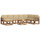 Udendørs sofagruppe med pude 9 pcs Naturlig og Beige