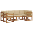 Udendørs sofagruppe med pude 6 pcs Naturlig og Beige