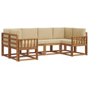 Udendørs sofagruppe med pude 6 pcs Naturlig og Beige