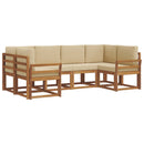 Udendørs sofagruppe med pude 6 pcs Naturlig og Beige