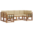 Udendørs sofagruppe med pude 6 pcs Naturlig og Beige