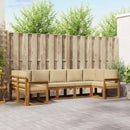 Udendørs sofagruppe med pude 7 pcs Naturlig og Beige