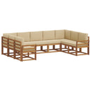 Udendørs sofagruppe med pude 9 pcs Naturlig og Beige