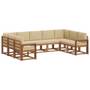 Udendørs sofagruppe med pude 9 pcs Naturlig og Beige
