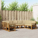 Udendørs sofagruppe med pude 9 pcs Naturlig og Beige
