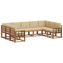 Udendørs sofagruppe med pude 9 pcs Naturlig og Beige