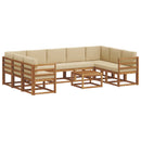 Udendørs sofagruppe med pude 10 pcs Naturlig og Beige