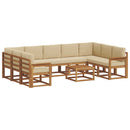 Udendørs sofagruppe med pude 10 pcs Naturlig og Beige