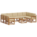 Udendørs sofagruppe med pude 10 pcs Naturlig og Beige