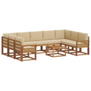 Udendørs sofagruppe med pude 10 pcs Naturlig og Beige